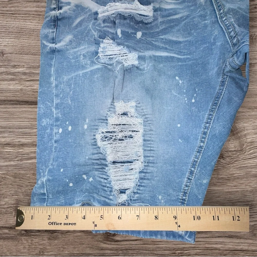 Makobi‎ Denim Shorts Mens 46 Distressed Light Wash Stretch Streetwear Jean